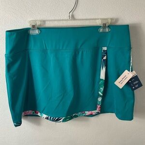Tommy Bahama Athletic Skort Golf Tennis Teal Floral Trim New NWT UPF 50 Sz XL